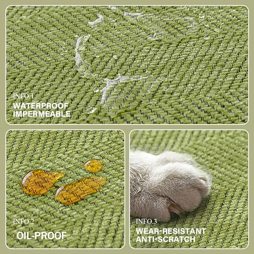 Funda de sofá chenilla con flecos antideslizante verde 180x380 cm para sofás seccionales 5