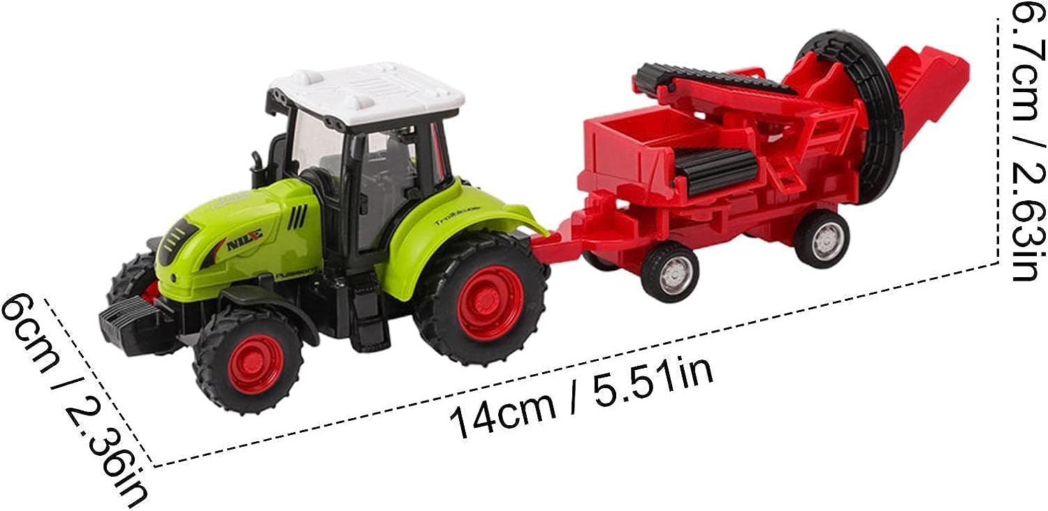 Ensemble de Jouets de la Ferme 1:55, 2 tracteurs à Friction, Un avec Chargeur Frontal et Pince à bûches + 3 remorques universelles + 5 Troncs d'arbre pour Les Enfants à partir de 1 an