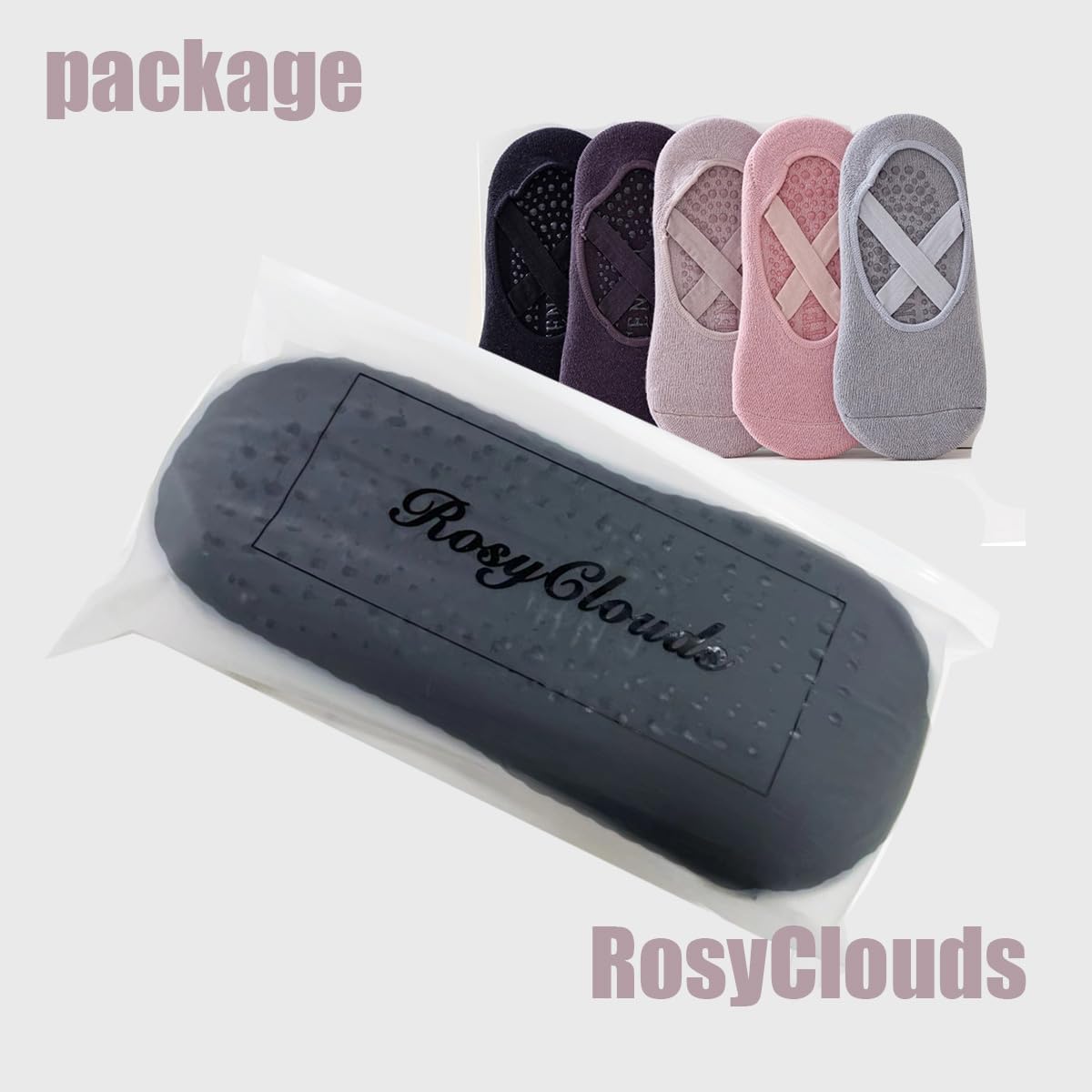 ROSY CLOUDS Non-Slip Yoga Socks with Straps Pilates Ballet Barre Socks for Women 5 Pairs - Image 6