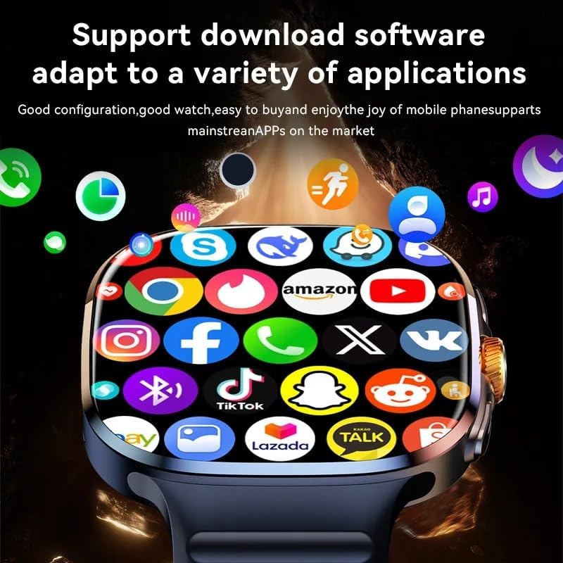 XINDADA M99 Smartwatch screen showing a grid of various popular application icons.