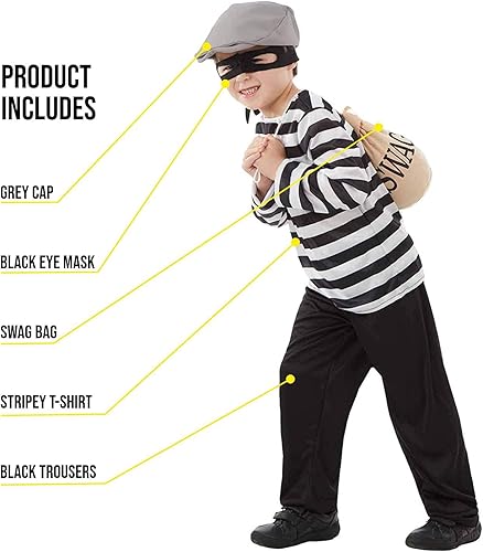 Miniatura 3 de fun shack Kids Robber Costume For Kids, Kids Bank Robber Costume, Kids Robber Halloween Costume, Robbers Costume Kids