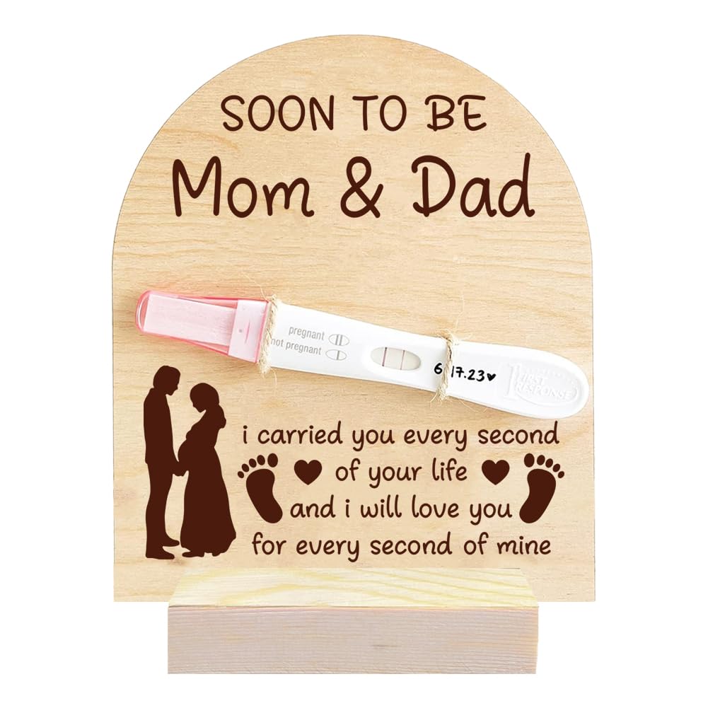 Wooden Pregnancy Announcement For Dad Soon to Be Mom&amp;Dad Pregnancy Test Keepsake Wooden Sign Baby Surprise Pregnancy Announcement Sign Fun Ways to Announce Pregnancy To Be Gifts