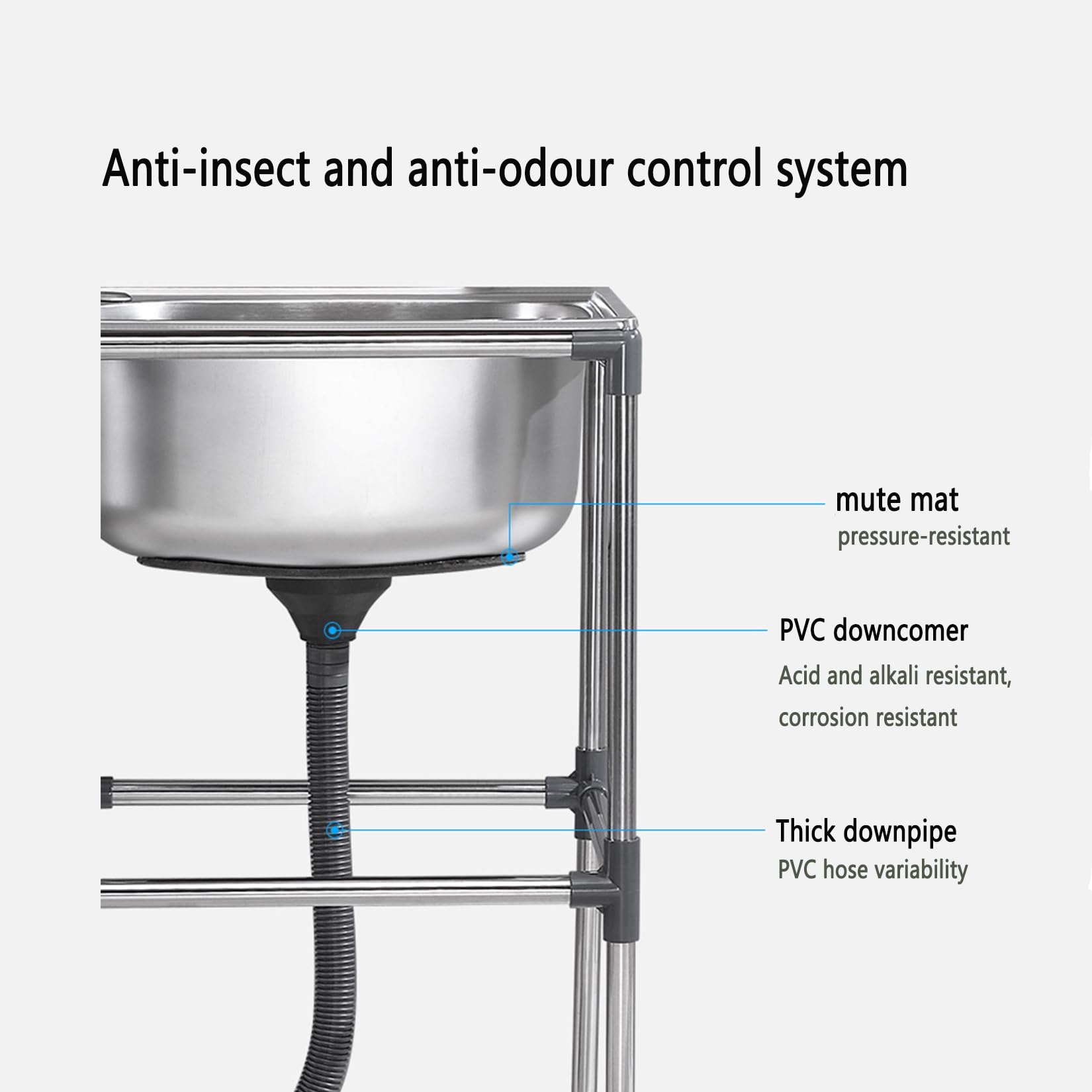 Lavandino Mobile Acciaio Inox 38x33x83cm - Con Rubinetto Per Esterno - Foto 3