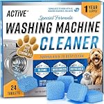 Nettoyeur laveuse pour les propriétaires d'animaux de compagnie - ACTIVE Détartrage enzymatique pour chat & Cheveux de chien, Urine, Or, Résidence, 24 Comprimés Septic-Safe pour charge supérieure, chargeur avant, HE Tub pour lave-linge - 1 Année d'approvisionnement
