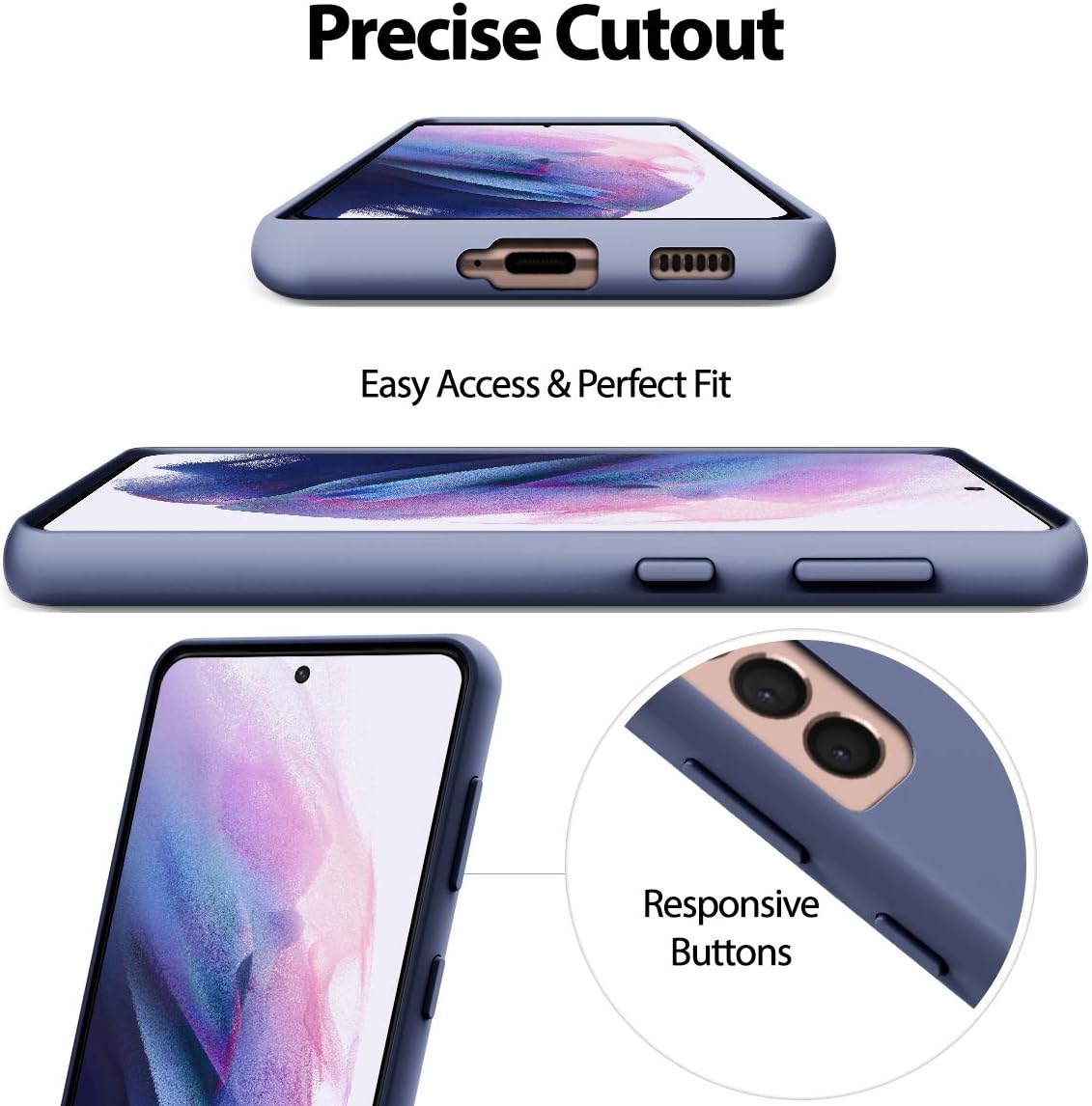 GOOSPERY Liquid Silicone Case for Galaxy S21 Plus (6.7 inches) Silky-Soft Touch Full Body Protection Shockproof Cover Case with Soft Microfiber Lining - Lavender Grey
