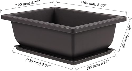 Miniatura 2 de MOUYAT Paquete de 20 macetas de entrenamiento de bonsái de 6.5 pulgadas, maceta rectangular de plástico para bonsái con 20 bandejas, macetas para