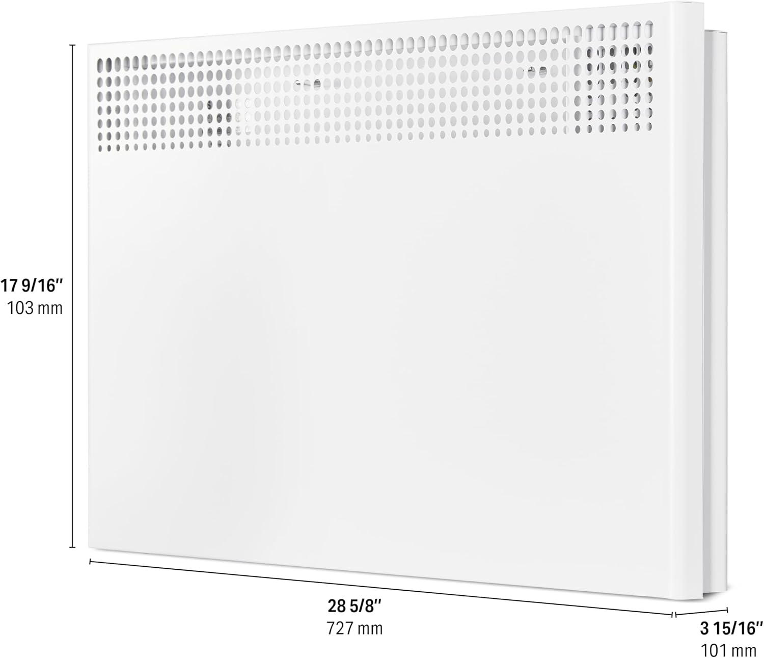 Diagram showing dimensions of the Stelpro convector heater