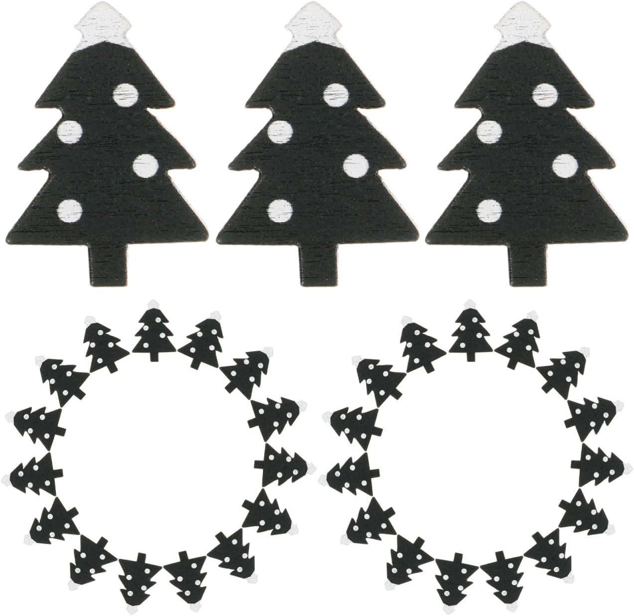 Amosfun 100pcs Wooden Christmas Tree Slices Xmas Tree Cutouts Embellishments Unfinished Wood Christmas Ornaments DIY Crafts Supply Send at Random Color