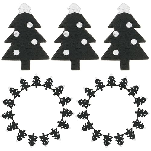 Amosfun 100pcs Wooden Christmas Tree Slices Xmas Tree Cutouts Embellishments