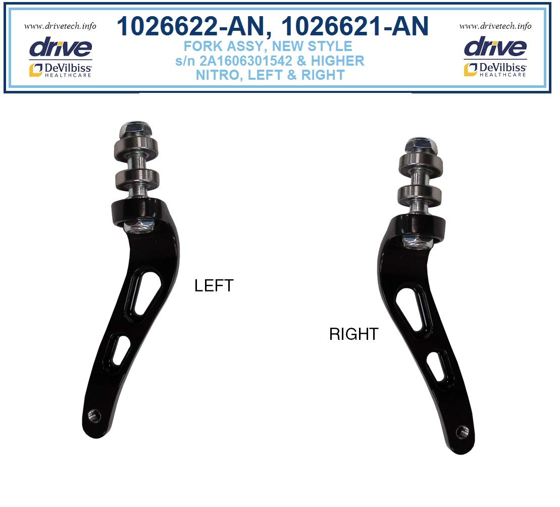 Left & Right Forks for Drive RTL10266 Nitro Rollator Walker - (Fits Serial #s 2A1606301542 and After ONLY)