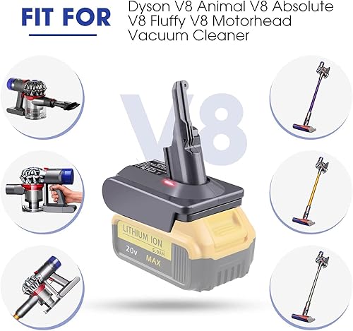Miniatura 6 de TPDL Adaptador de batería de repuesto Dyson V8, para batería DeWalt de 20 V, convertidor para aspiradora Dyson V8 Series, convertidor de aspiradora