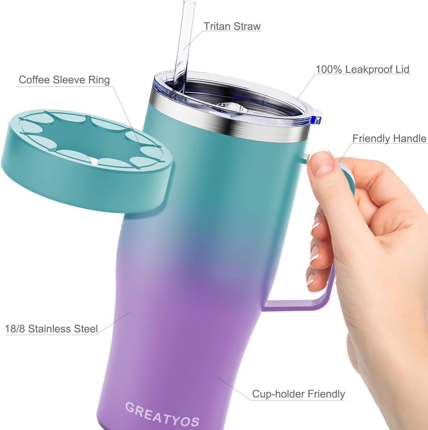 Universal Iced Coffee Sleeve with Handle - Insulated Double Wall Reusable Stainless Steel Holder Insulator for Cold Drinks Fits Small Medium Large To Go Cups Gifts for Men Women Him Her (Fairyland) - Image 5