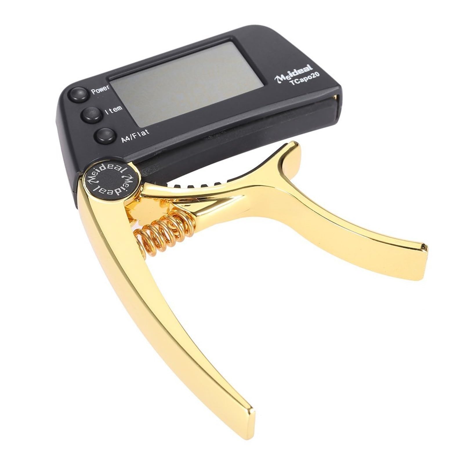 Accordatore capotasto 2 in 1 in lega di alluminio, clip multifunzione con schermo LCD per chitarre acustiche/elettriche e bassi