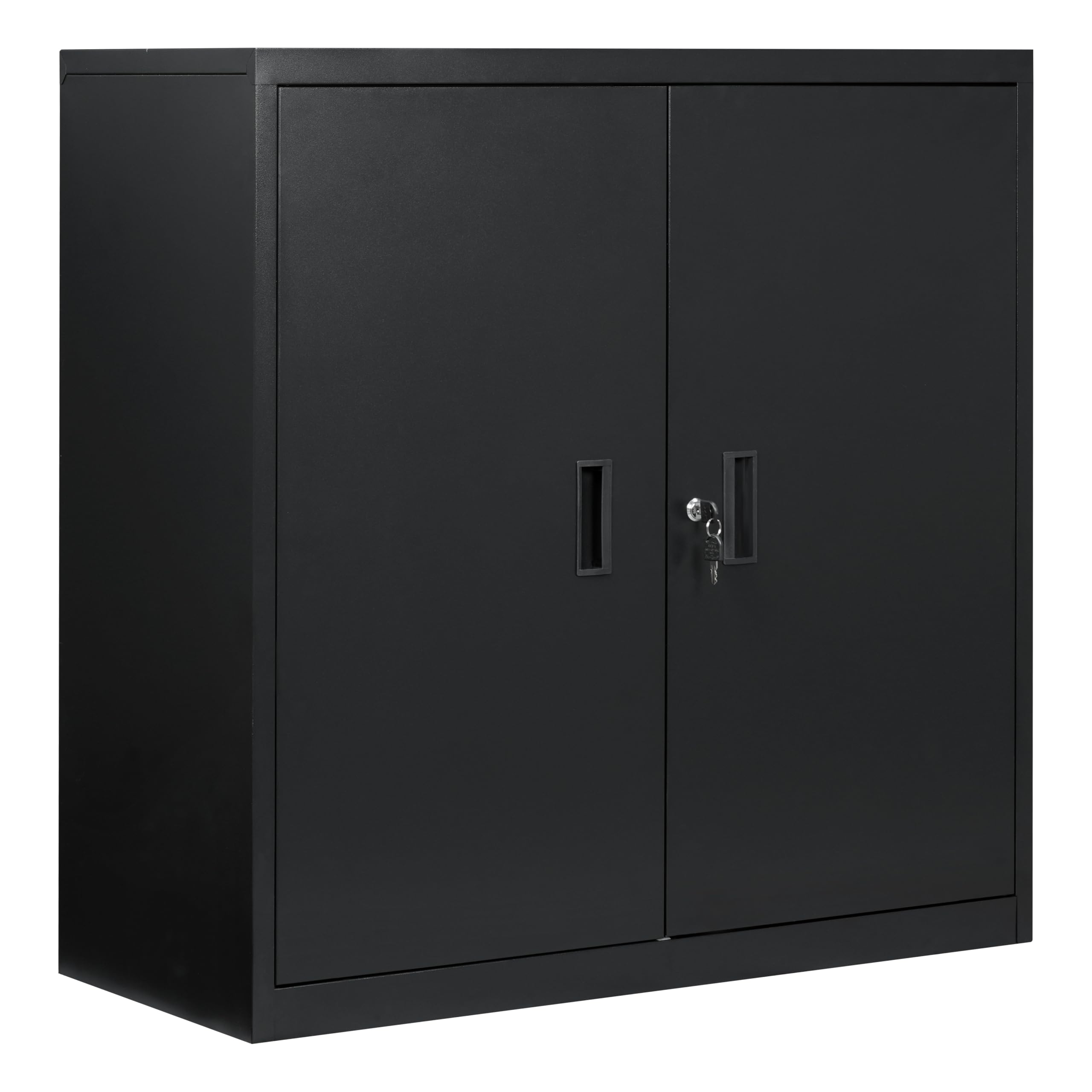 WOLTU Archivador Armario Oficina, Armario Metalico con Cerradura, Cajonera Escritorio Multiusos, Mueble Archivador 2 Puertas, Mueble Auxiliar para Oficina y Estudio, Negro, A90xA92xF40cm, ASK12sz