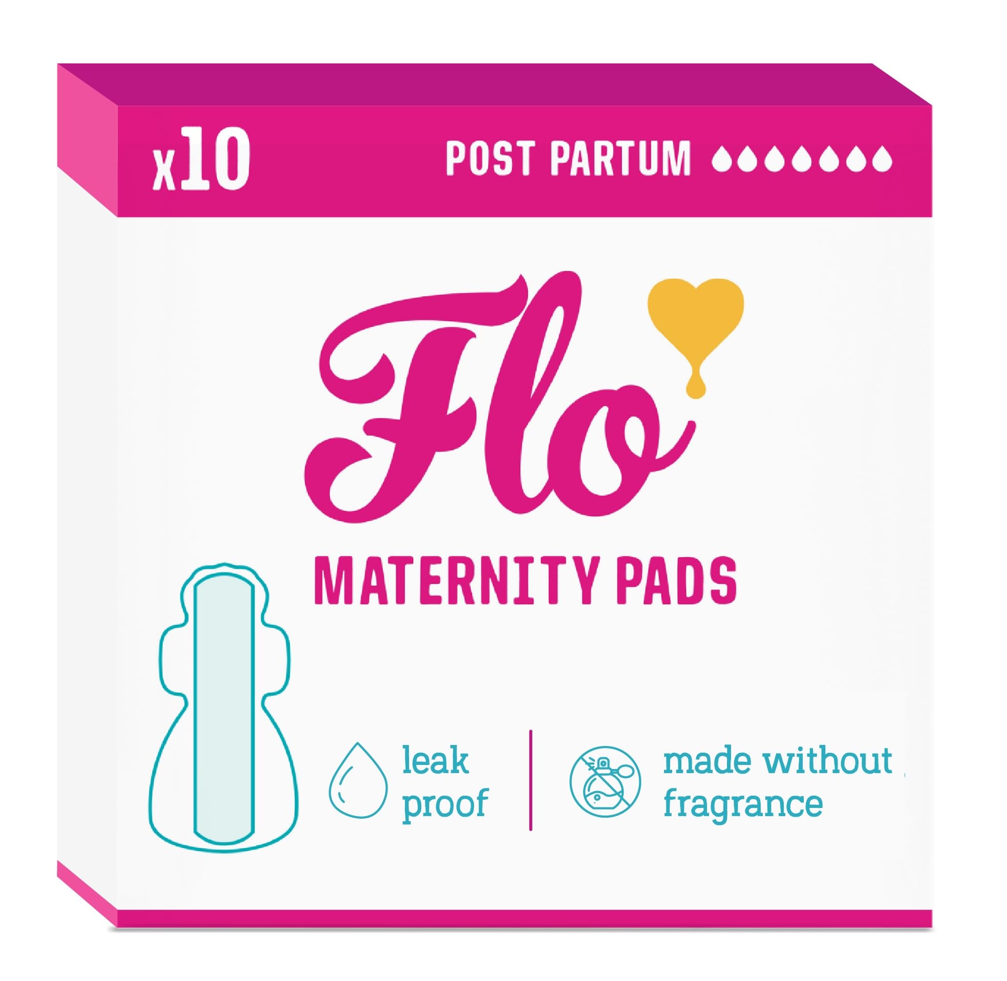 Flo Bamboo Maternity Pads – Ultra Absorbent, Maximum Protection, Ultra Long - 4 Wings, Breathable Pads for Postpartum – 10 Pads