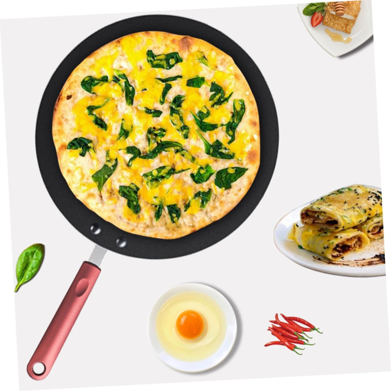 Alipis Nonstick Pancake Frying Pan Multi-function Skillet for Cooking Eggs Crepes Desserts Heat-resistant Easy to Clean Home Restaurant Use
