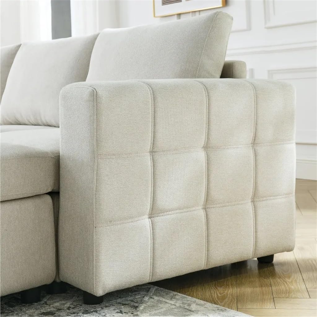 Upholstered Modular Sofa, L Shaped Sectional for Living Room Apartment(4-Seater with Ottoman)