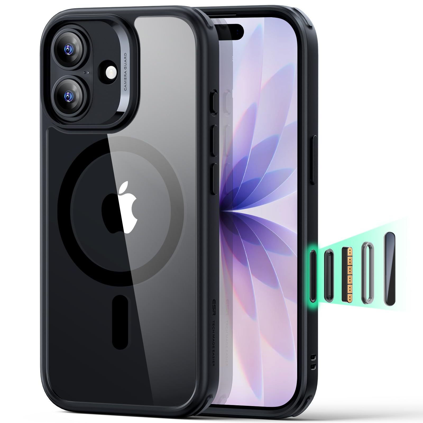 ESR Funda para iPhone 15, Compatible MagSafe, Protección Grado Militar a Prueba Golpes, Funda Magnética para iPhone 15, Funda Híbrida Classic (HaloLock), Transparente — view 117