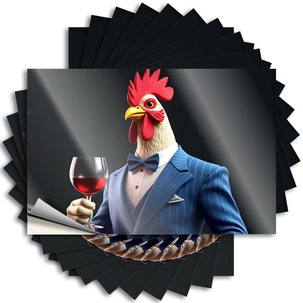 Quote Cocoa Peel and Stick - Chic Rooster in Suit Sipping Wine Bumper Funny Waterproof Vinyl for Items(12X18CM)