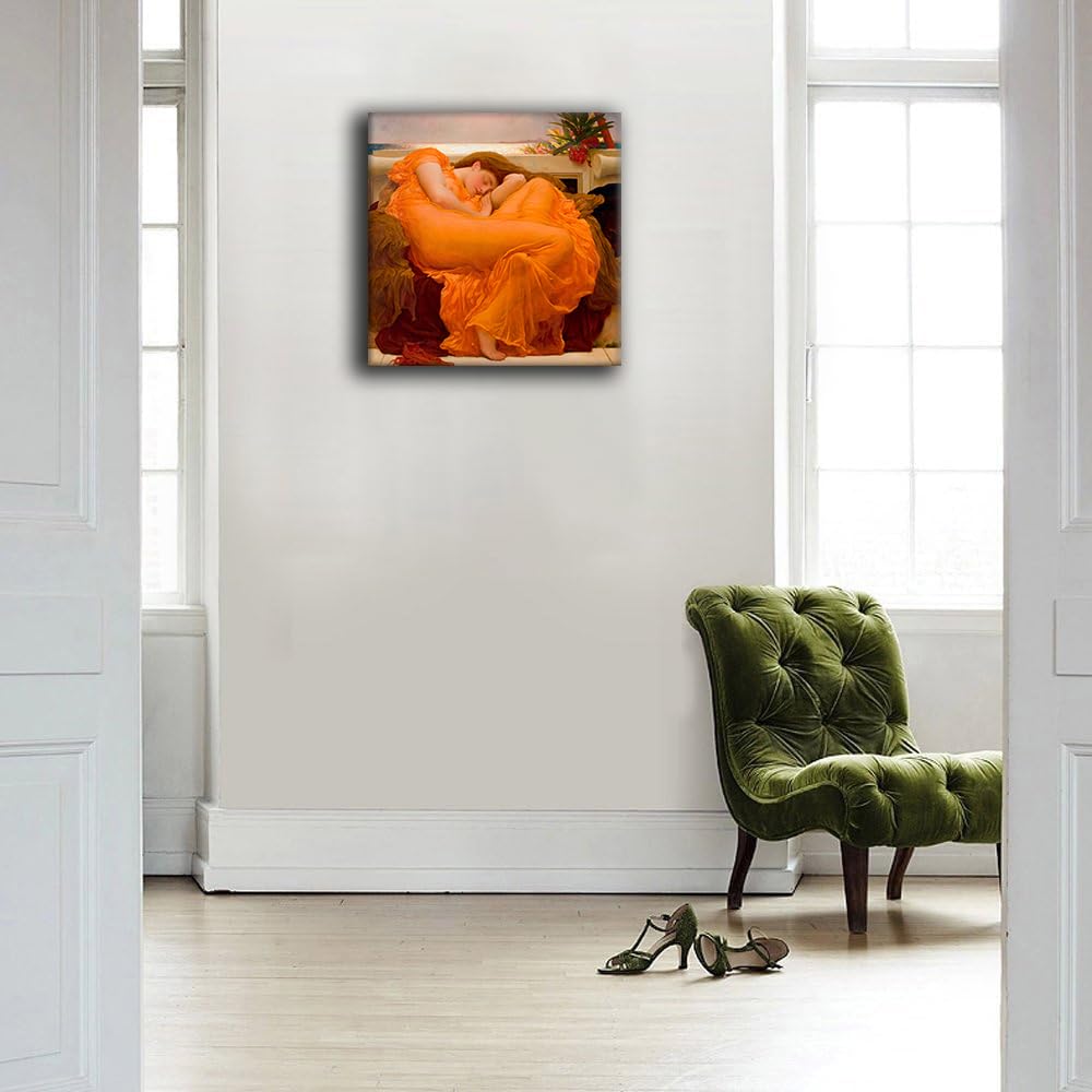famous painting of woman sleeping in orange dress A colossal artistic joke  Flaming June at the Royal Academy review | Art