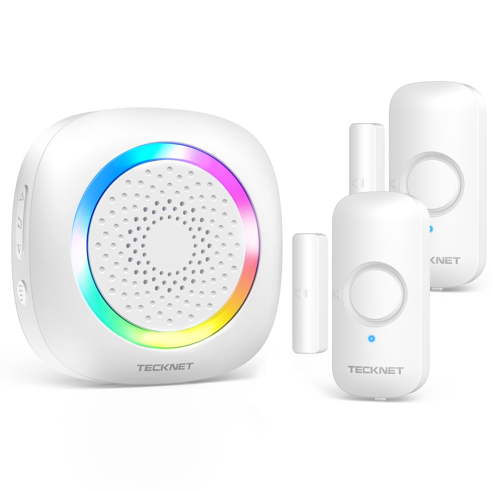 TECKNET Door Chimes When Door Opens, Wireless Door Sensor Chime Alarm with 1000Ft Range, 61 Songs, 5 Volume Levels, RGB Light, Door Chime for Business