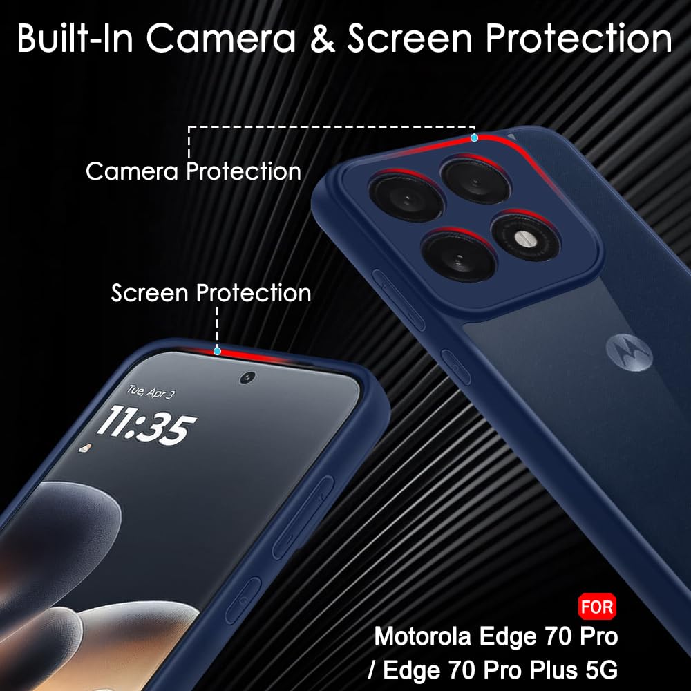 TheGiftKart Hybrid Shockproof Back Cover Case for Motorola Moto Edge 70 Pro/Edge 70 Pro Plus 5G | Camera Protection Module | Hard Back Cover Case (PC & TPU, Transparent Clear Back, Blue Sides) — Amazon image 4