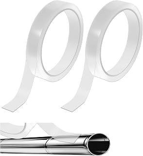 2Pcs 0.59 Inch X 9.84 Ft Curtain Glide Tape Clear Smooth Transition Drapery Ring Quiet Shower Curtain Ring Rods Cover Adhesive Tape for Preventing Shower Rings from Catching On Rod Connectors