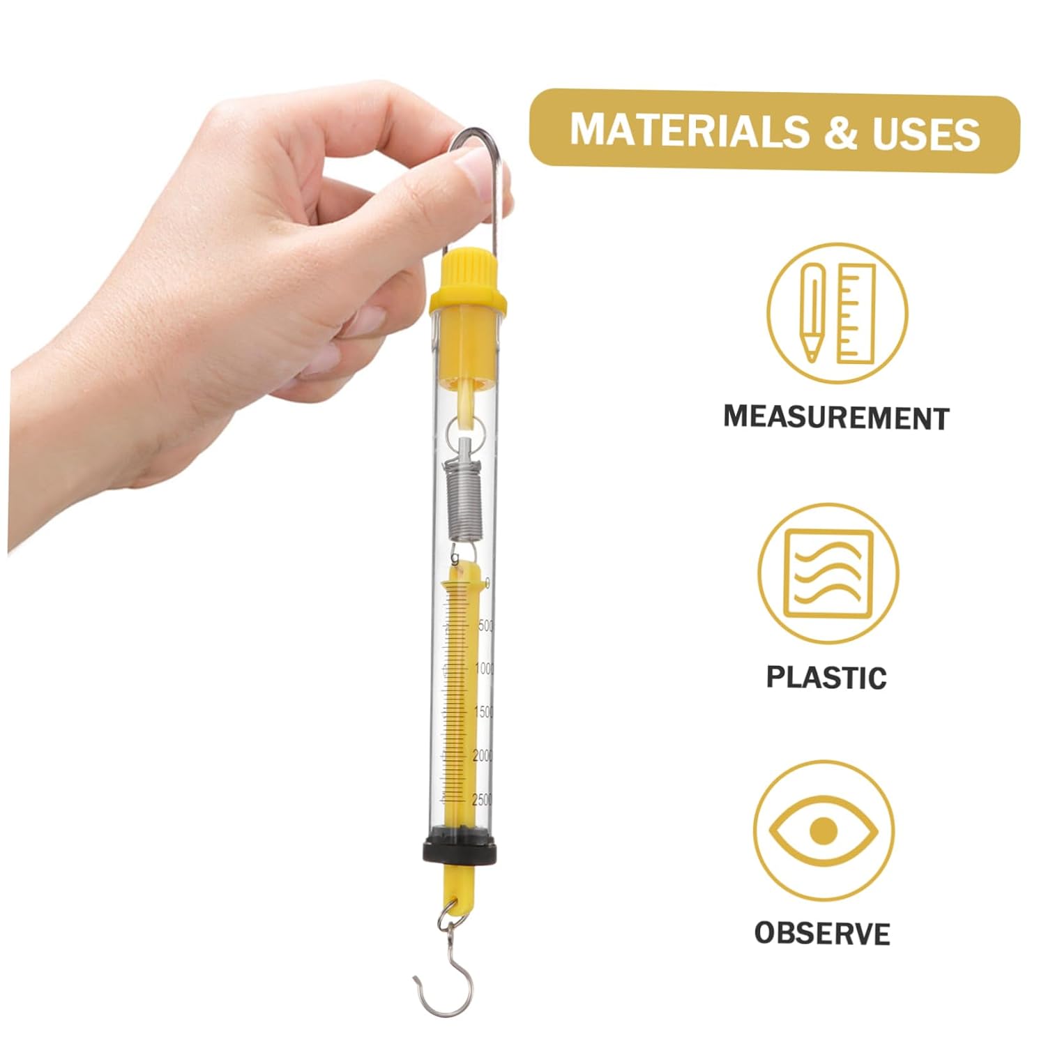 Kichvoe 4Pcs Tubular Spring Scale Force Dynamometer Hook Scale for Physics Experiments Classroom Use with Zero Point Calibration and Portable Design