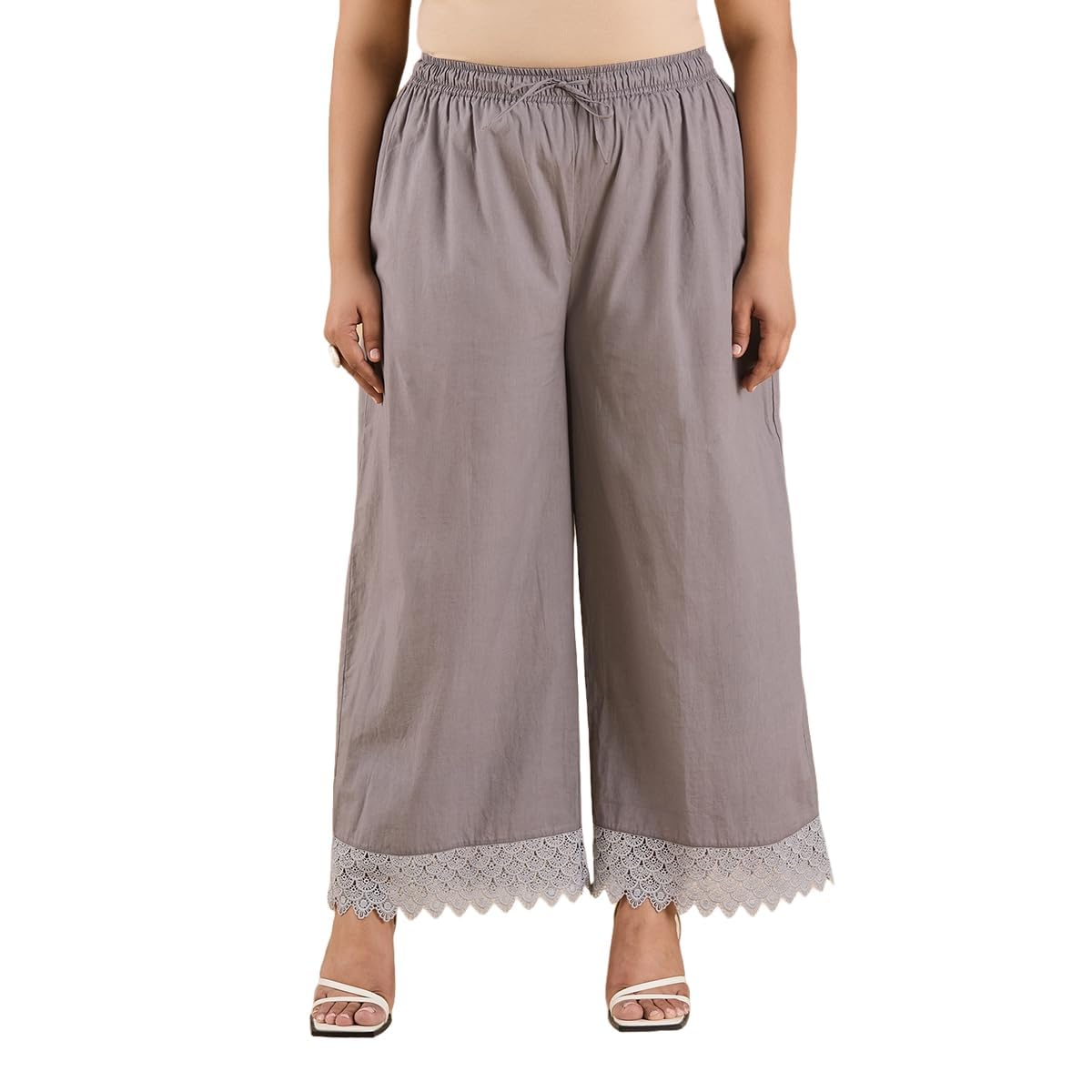 big hello – the plus life Plus Size Women's Regular Fit Plus Size Palazzo-Grey-picture-29