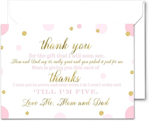 Paper Clever Party Tarjetas de agradecimiento y sobres para baby shower en color rosa y dorado paquete de 25 unidades papelería Twinkle Little Star