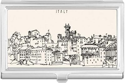 Italy Rome Country Sketch Landscape Business Card Holder Case Pocket Box Wallet