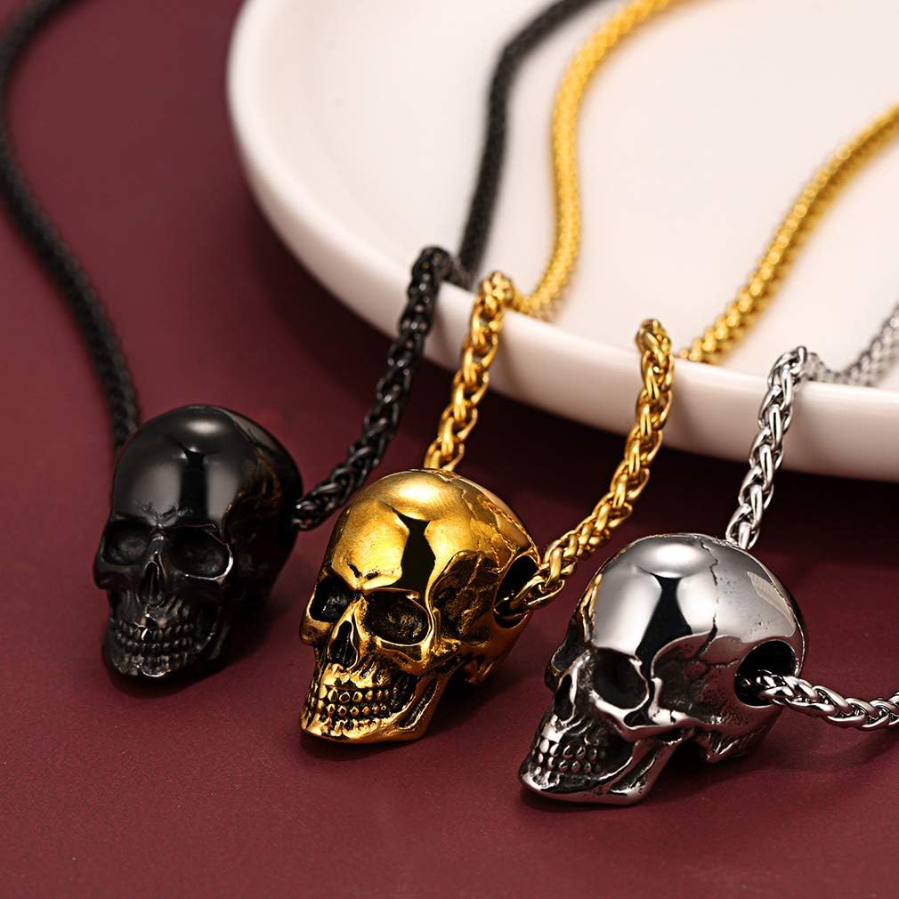 FaithHeart Skull Necklace, Punk Skeleton Pendant, Stainless Steel Cool Gothic Skull Jewelry Customizable with Gift Packaging - Image 8