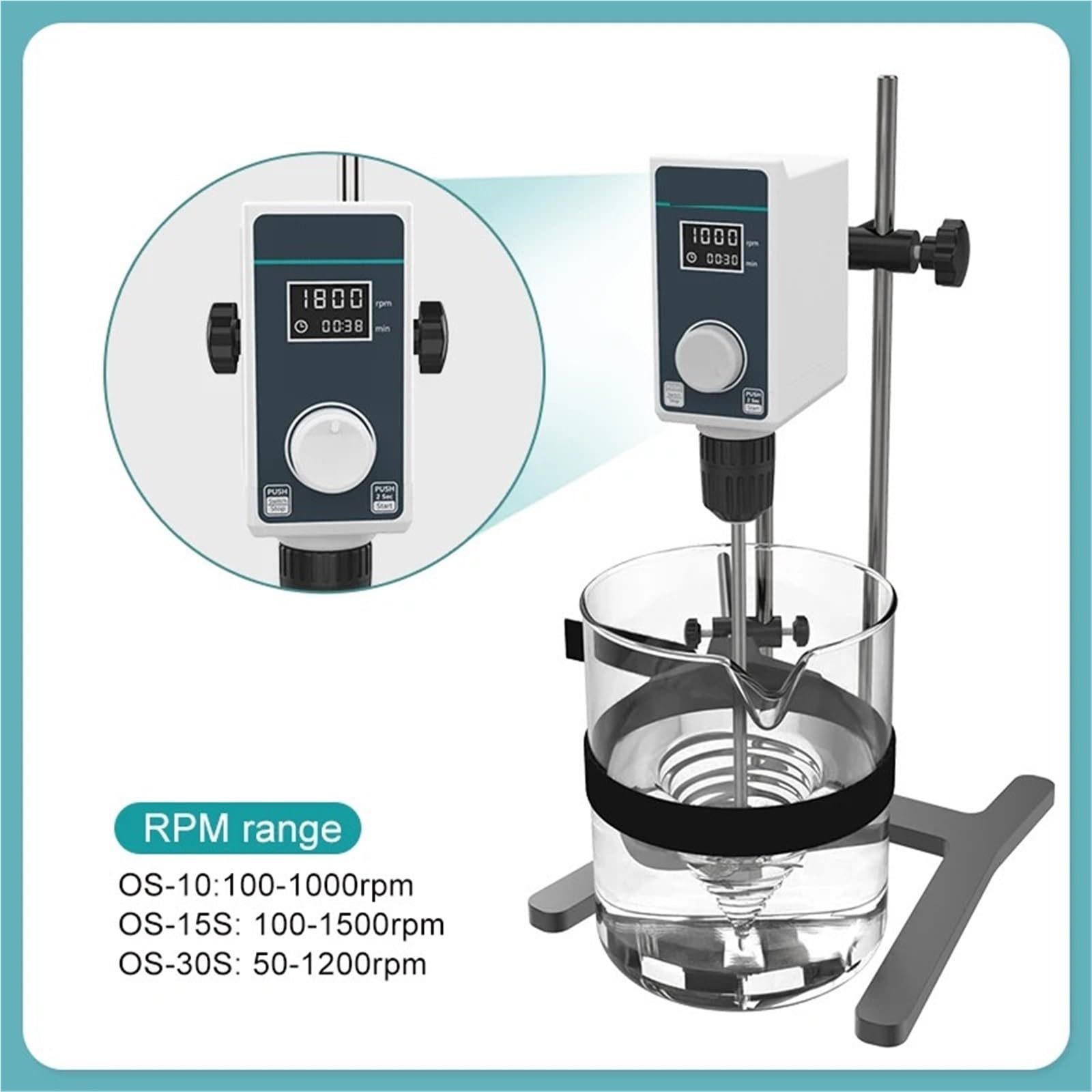 Agitador eléctrico de laboratorio con pantalla digital, mezclador de varillas, equipo de laboratorio, 20 l, 1500 rpm(H-shaped Stand)