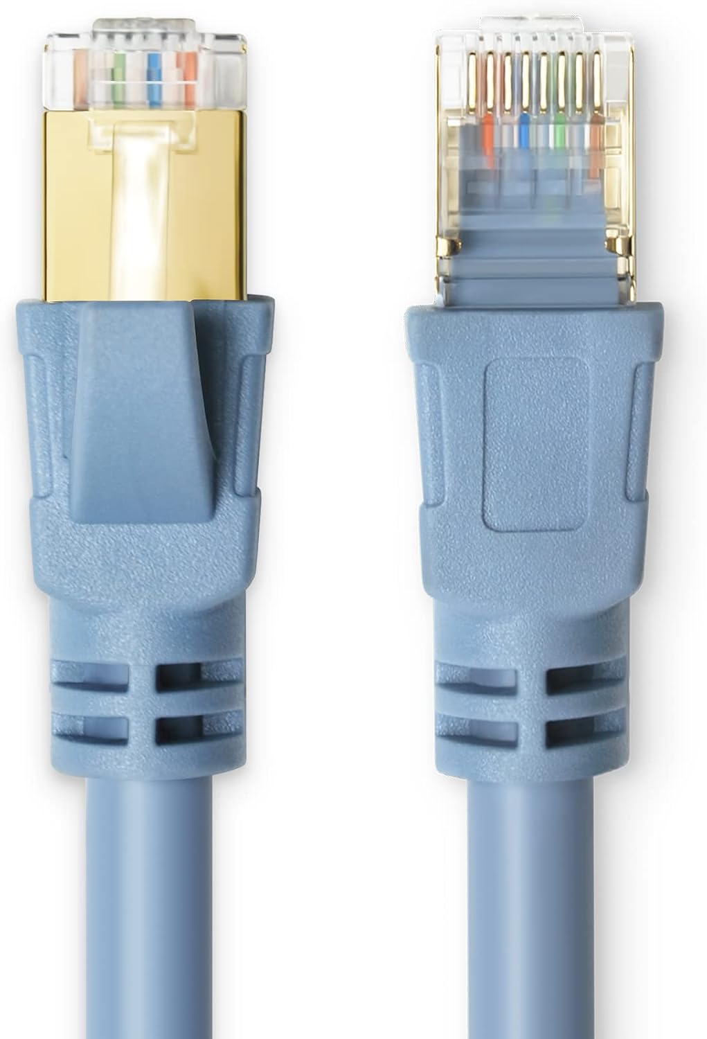 CAT 8 Ethernet Cable, 1.5ft 2 Pack High Speed 40Gbps 2000MHz Morandi Colored CAT8 Cord, Gigabit Internet LAN Cable with Gold Plated RJ45 Connector for Gaming, Router, PC (Morandi Blue, 1.5ft, 2Pack)
