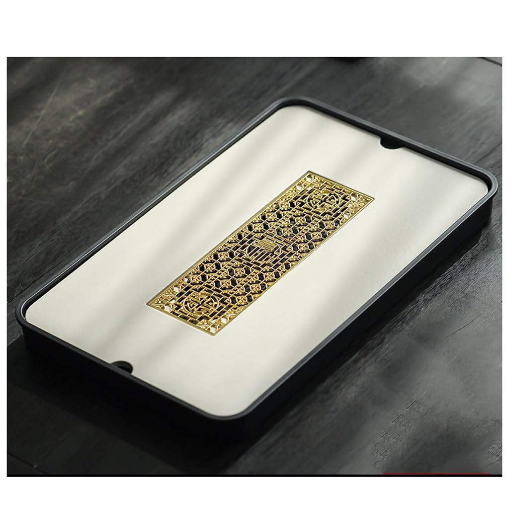 GTHTUHFD Kung Fu Tea Tray Tea Tray Household Tea Set Tray Drain Simple Ceramic Drain Water Storage Tea Set Tea Room Tray,B