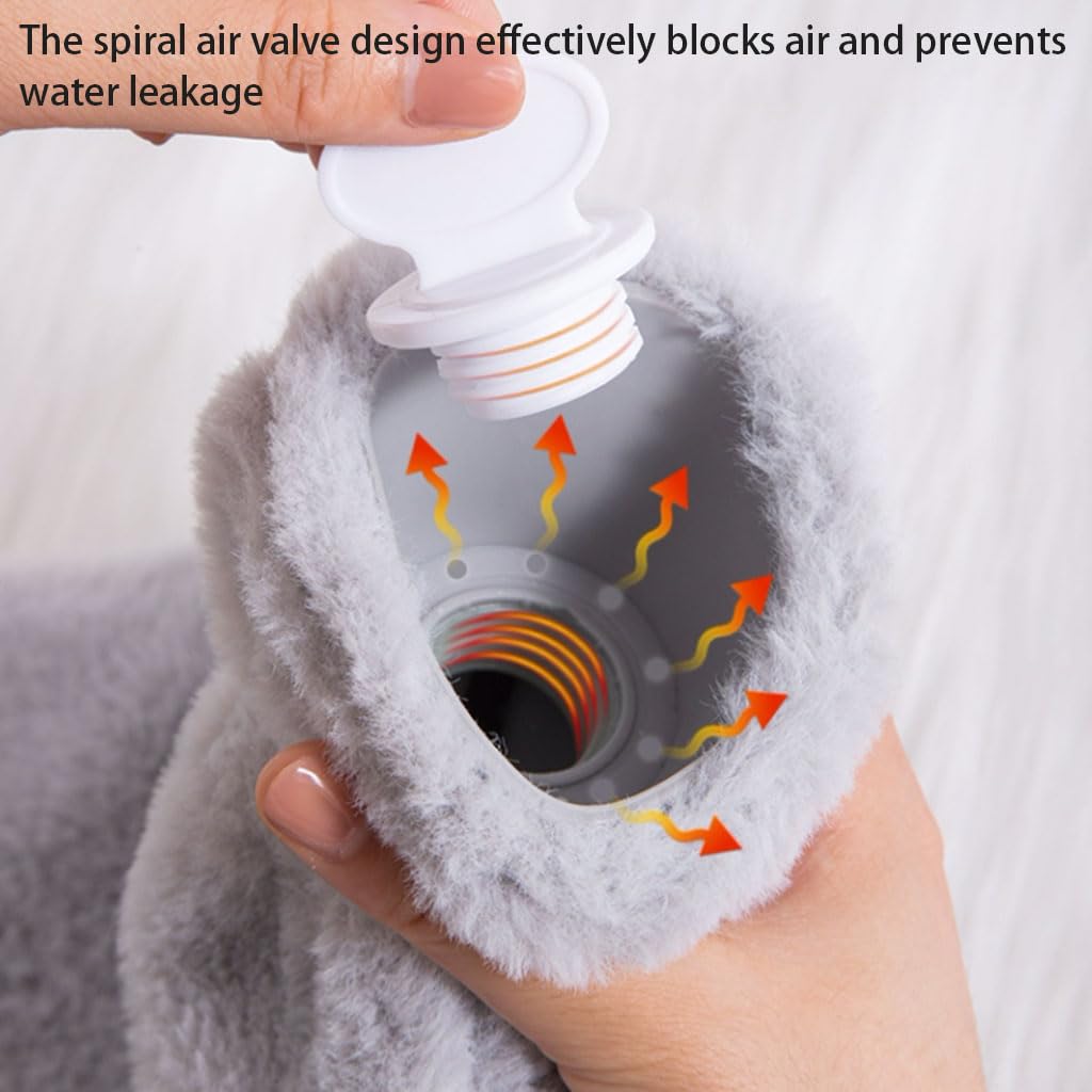 réutilisable Bouillotte pour lit, Grande Bouteille d'eau Chaude pour soulager la Douleur, Sac Chauffe-Mains en Peluche avec Couvercle, Sac d'eau Chaude en Plastique Chaud