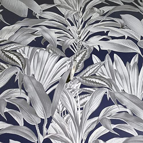 Arthouse Greenhouse Plants Navy, Foliage and Leaf Design Wallpaper, for Living Spaces & Feature Walls - Image 2