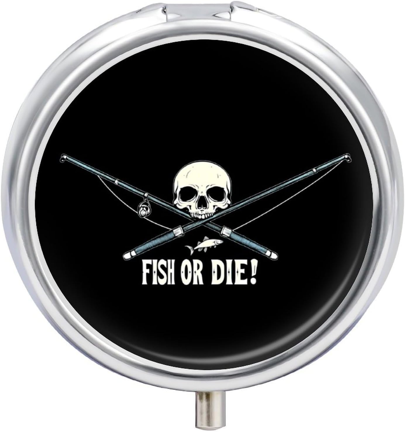 Fish Or Die Funny Pill Case 3 Compartment Pillbox Portable Pill Container Vitamin Organizer for Travel Outdoor