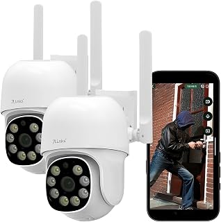 7links Kameras: 2er-Set WLAN-Pan-Tilt-Outdoorkameras, 2K, Tonerkennung, Farbnachtsicht (Outdoor Überwachungskamera, Überwachungskamera mit App, SD)