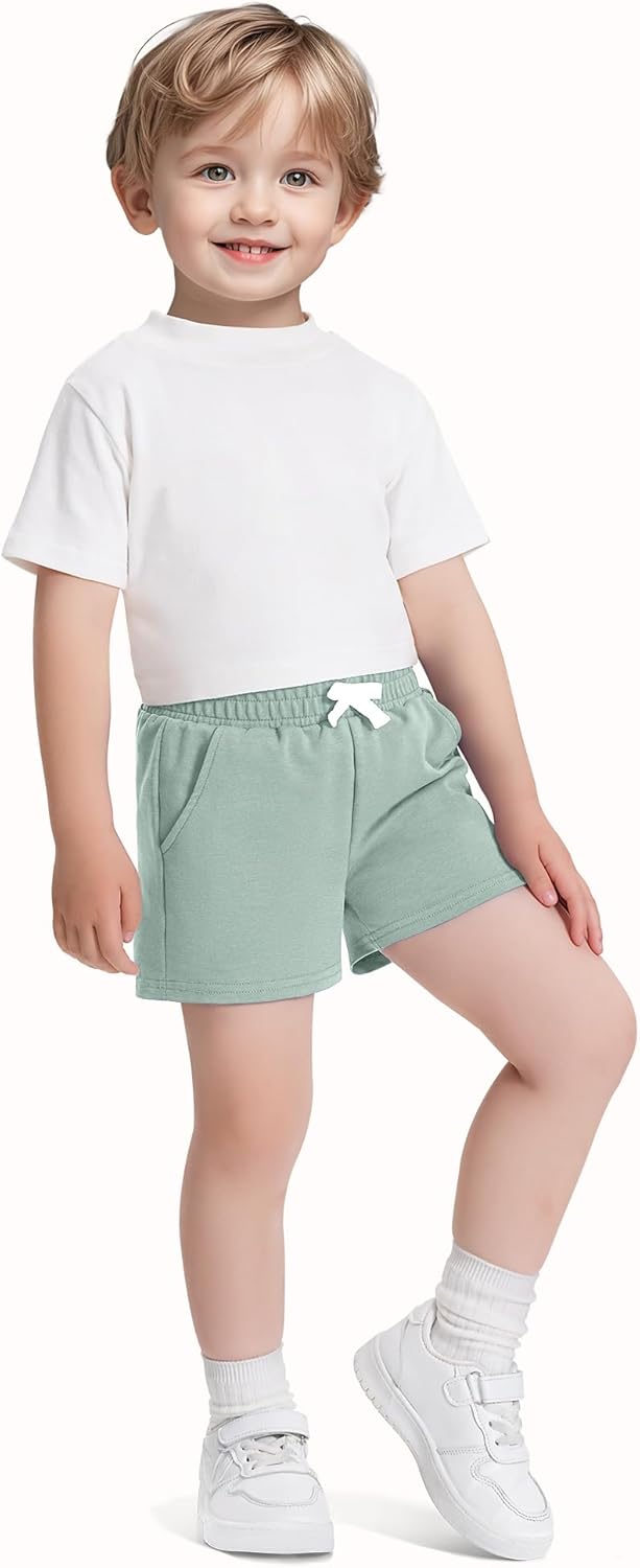 3 Pack Baby Boys Shorts Toddler Unisex Pull On Jogger Shorts Girls Stretchy Cotton Pants with Pocket Size 18M-5T - Image 5