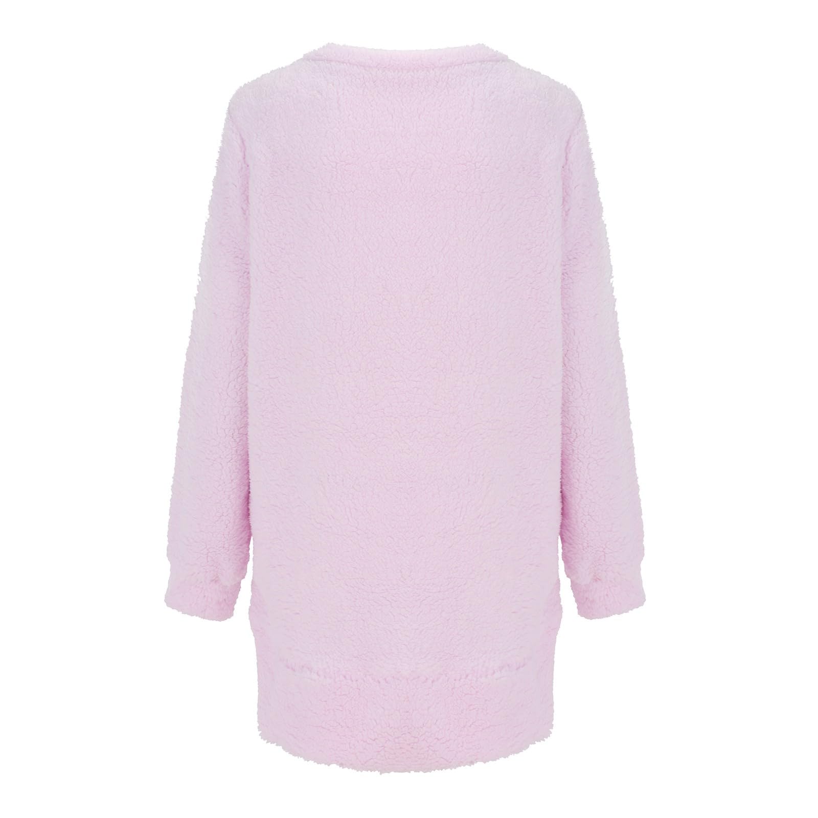 Abiti da donna alla moda in pile corallo caldo manica larga casa con tasche dritto peluche abito casual increspato per le donne