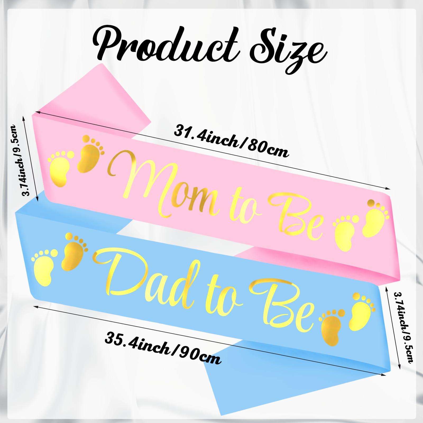 Mom To Be & Dad To Be Baby Shower Sashes - Pink & Blue Gender Reveal Party Decor