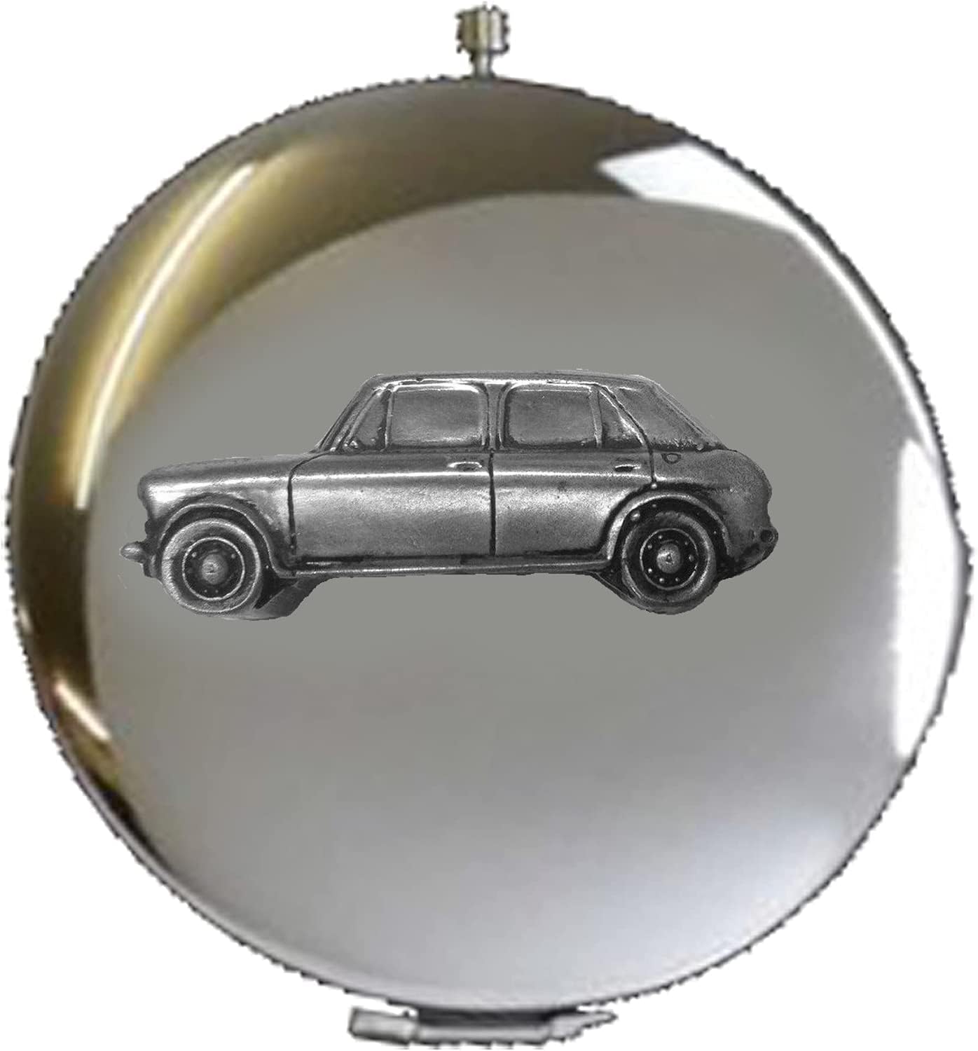 1100 Mk 3 ref9 Pewter effect vehicle on a Round Shape Compact Mirror Chrome Coloured
