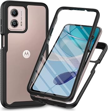 Sawiqpd for Motorola Moto G53 Case and Screen Protector, Black