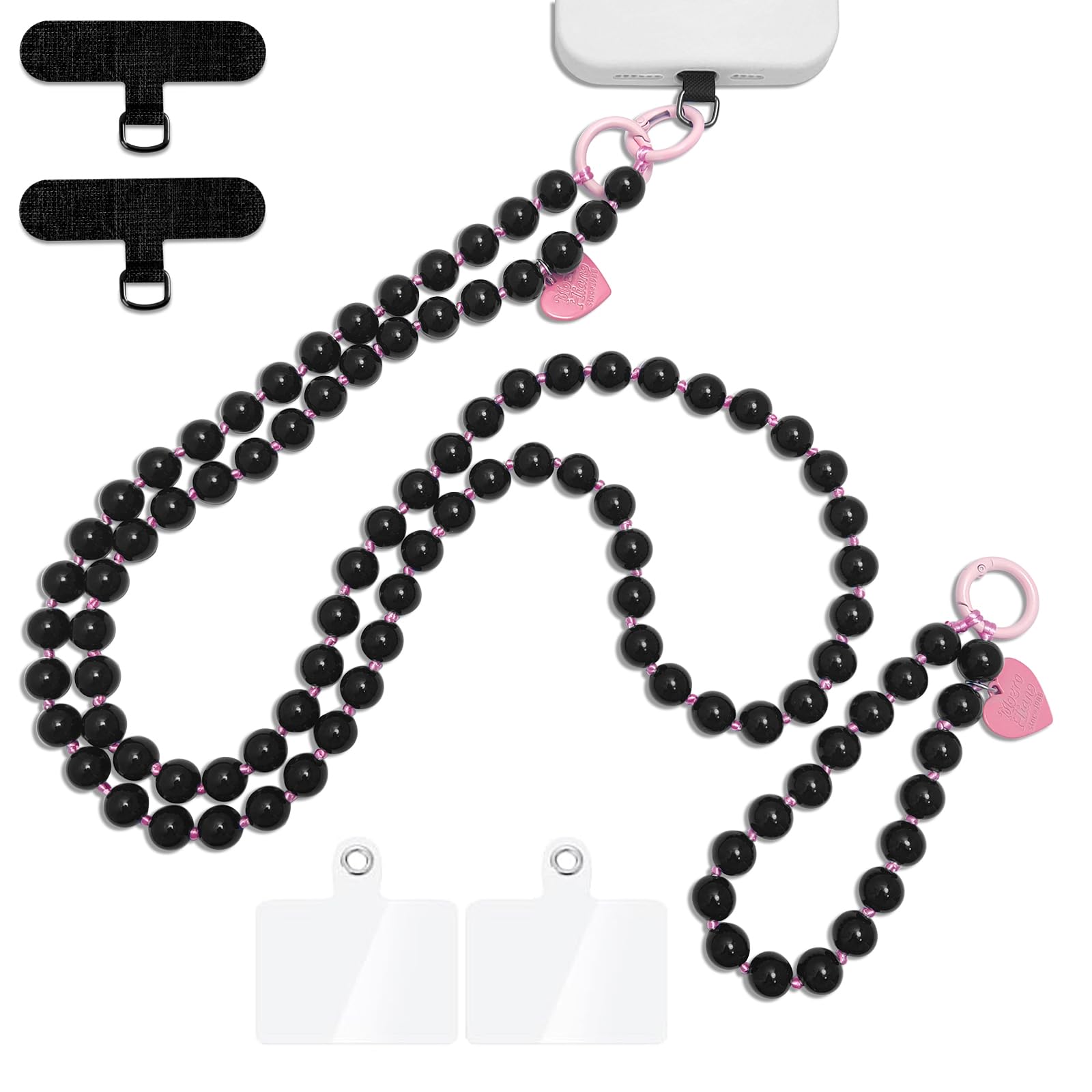 cioatu Cute Cell Phone Lanyard Phone Wrist Straps Pink Rope Pearl Crossbody Phone Lanyards Phone Neck Strap