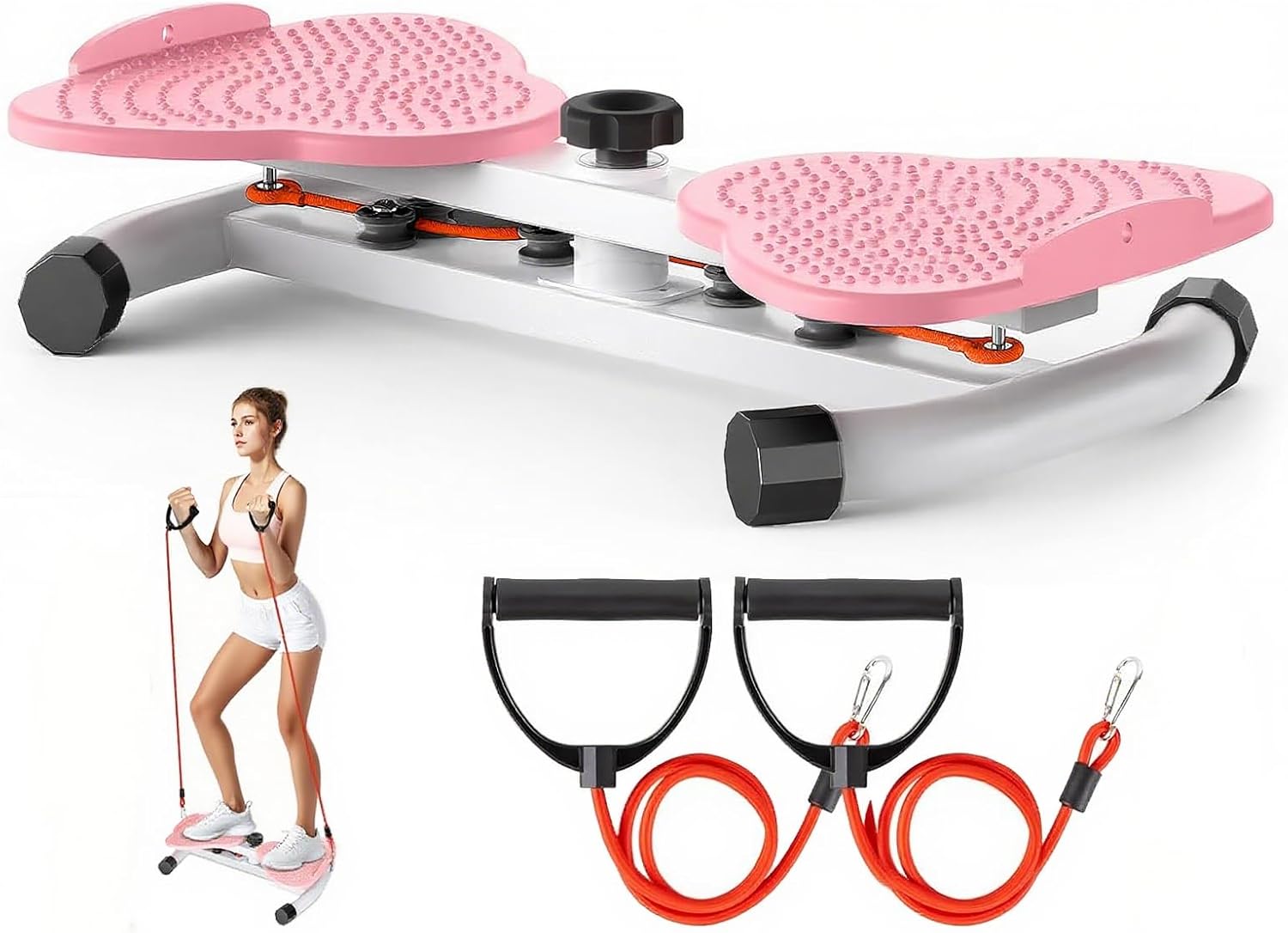 Ab Twister Board,300 lbs Capacity,Slim Waist and Core Ab Exercise,Foot Massage Design,Noiseless Home Gym Exercise Pink