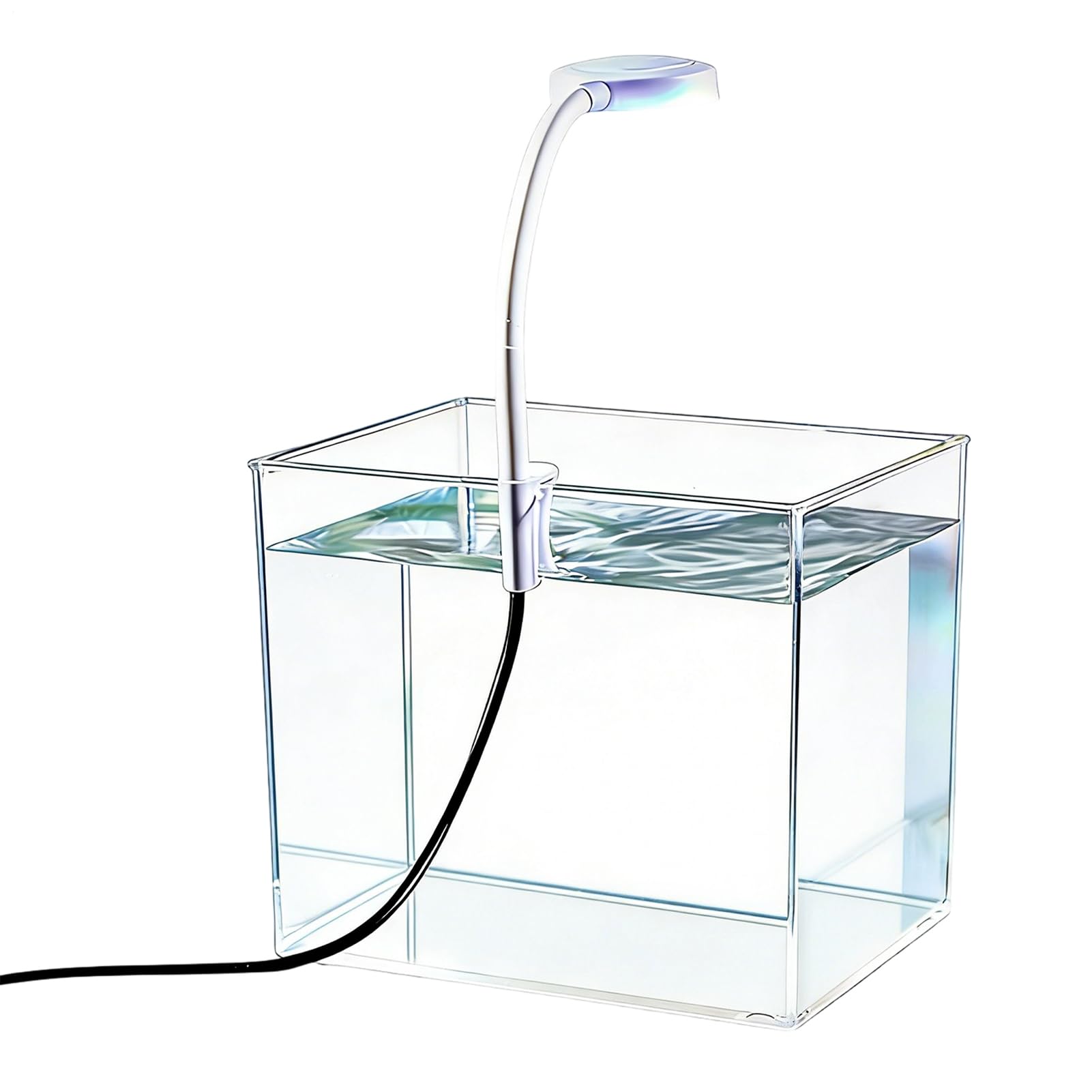 Mini acuario seguro para evitar caídas con kit compacto de accesorios y luz LED