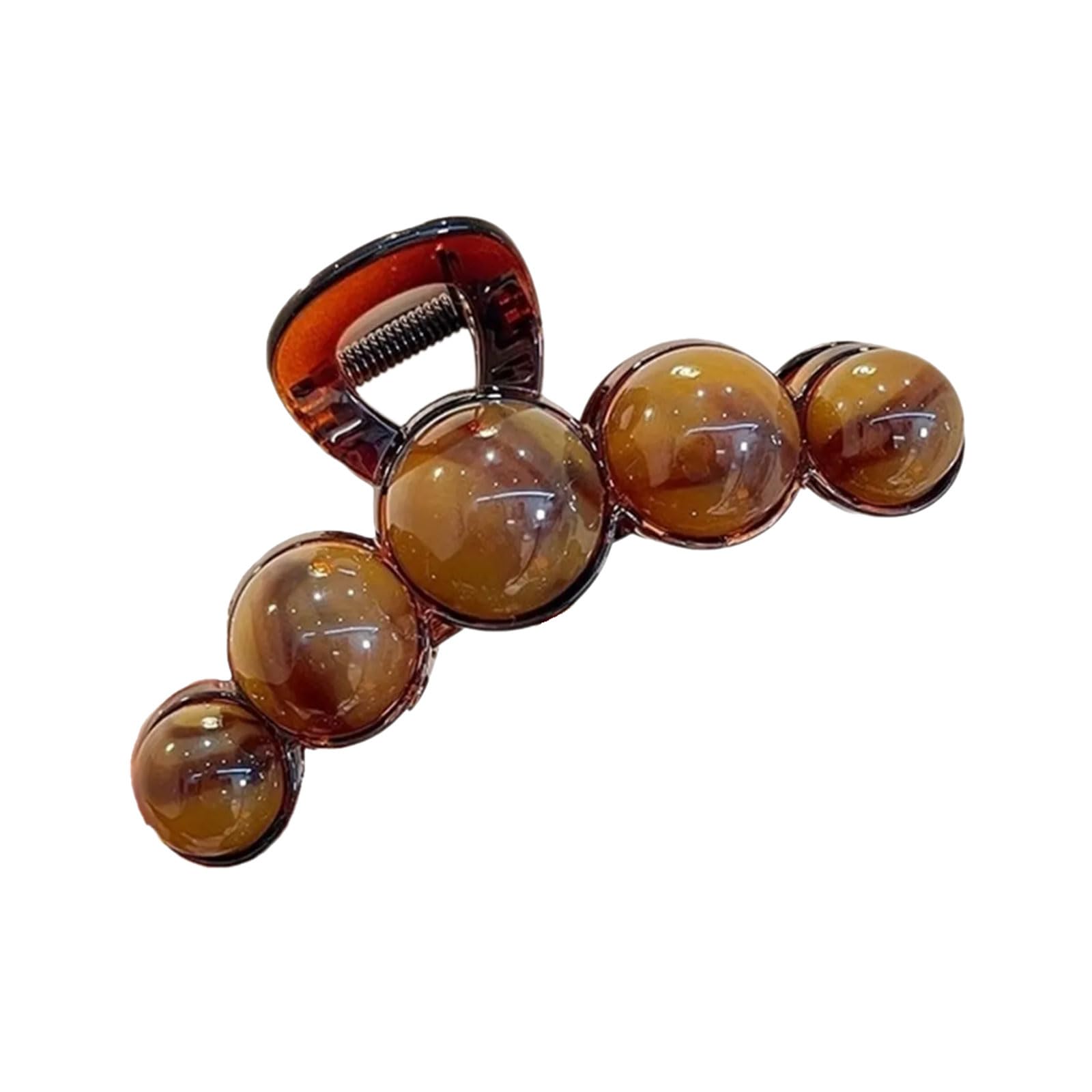 Xanhoy Women's Brown Gradients Beaded Hair Claw Geometric Acrylic Hair Clamp Jaw Clip Fashionable Daily Use Hair Accessories