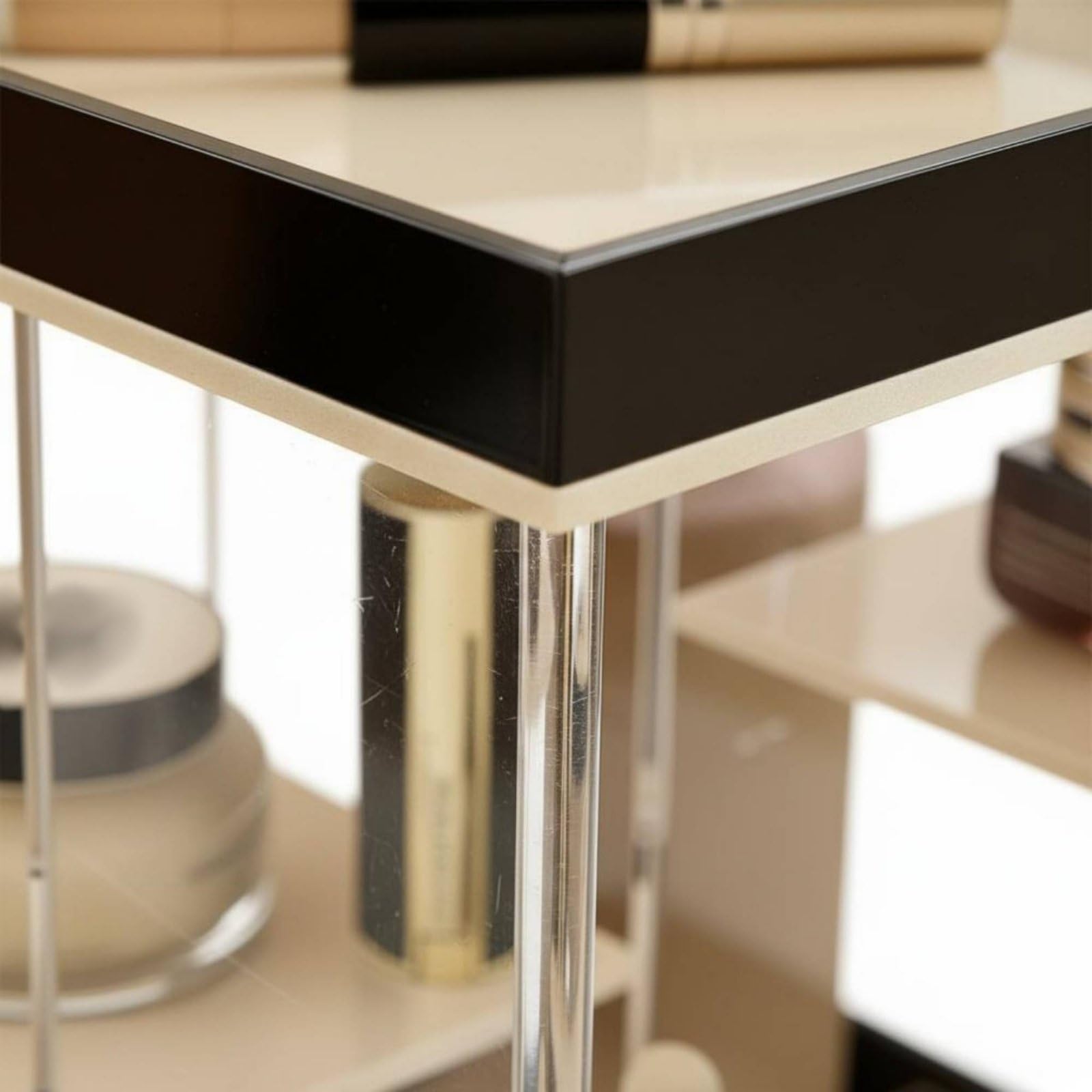 Bandeja Giratoria Acrílica Organizador Maquillaje Cosméticos Perfumes Accesorios Acrílico Grueso con Estabilidad para la Encimera Adecuada para, Model B 3-Drawer