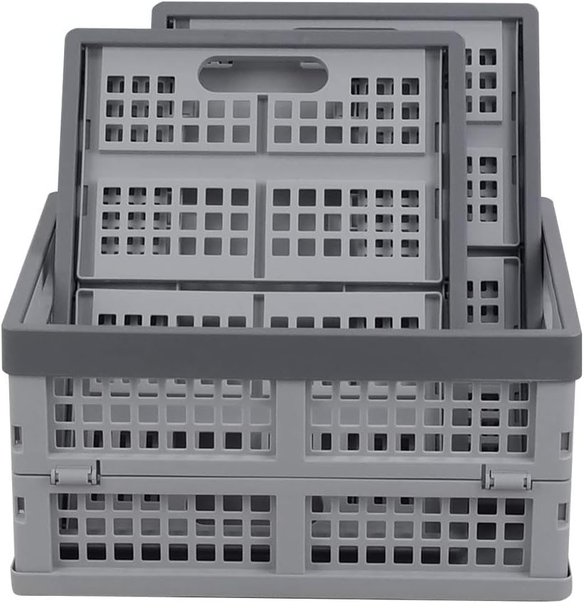Kiddream3-pack Plastic Folding Crate, 14 Liter Collapsible Storage Crates Basket
